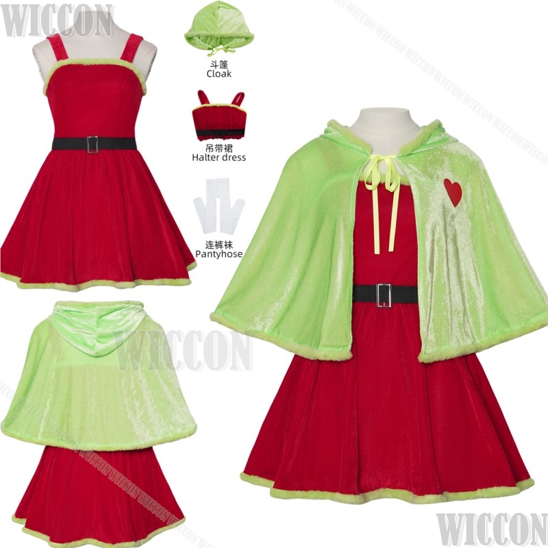Anime Cosplay Events 2026 - Christmas Winter Red Dress Green Furred
