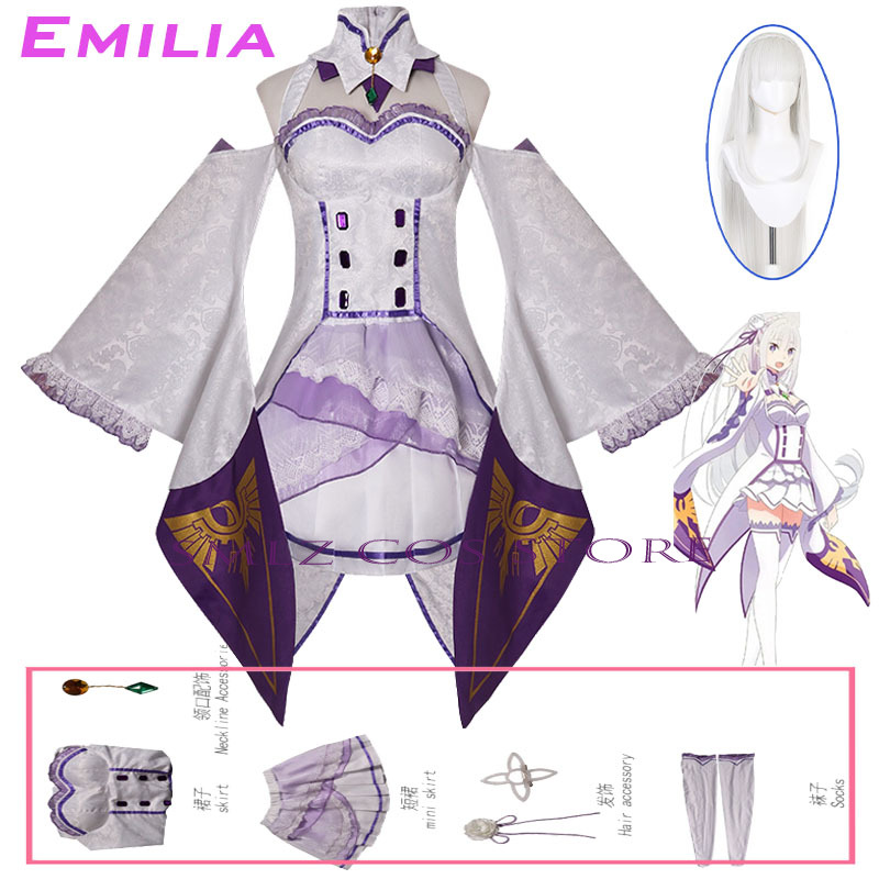 Emilia Cosplay Anime Re Zero K - Anime Cosplay Re Zero review and price