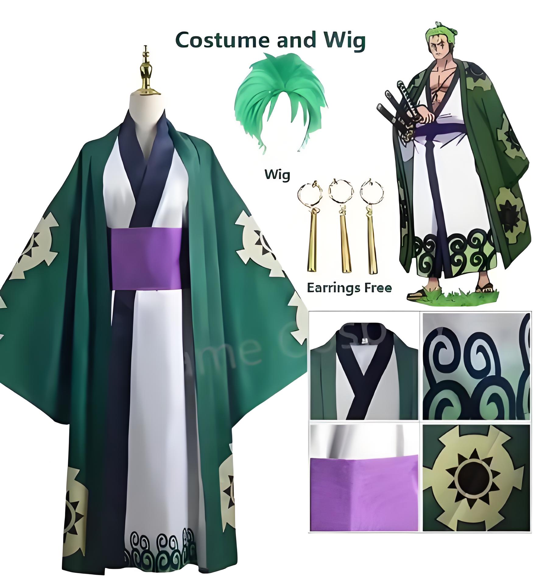 Green Roronoa Zoro Kimono Cosp - Cosplay Anime Zoro review and price